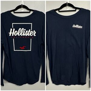 Hollister California Spellout Long Sleeve Shirt Womens Medium  Blue Double Sided